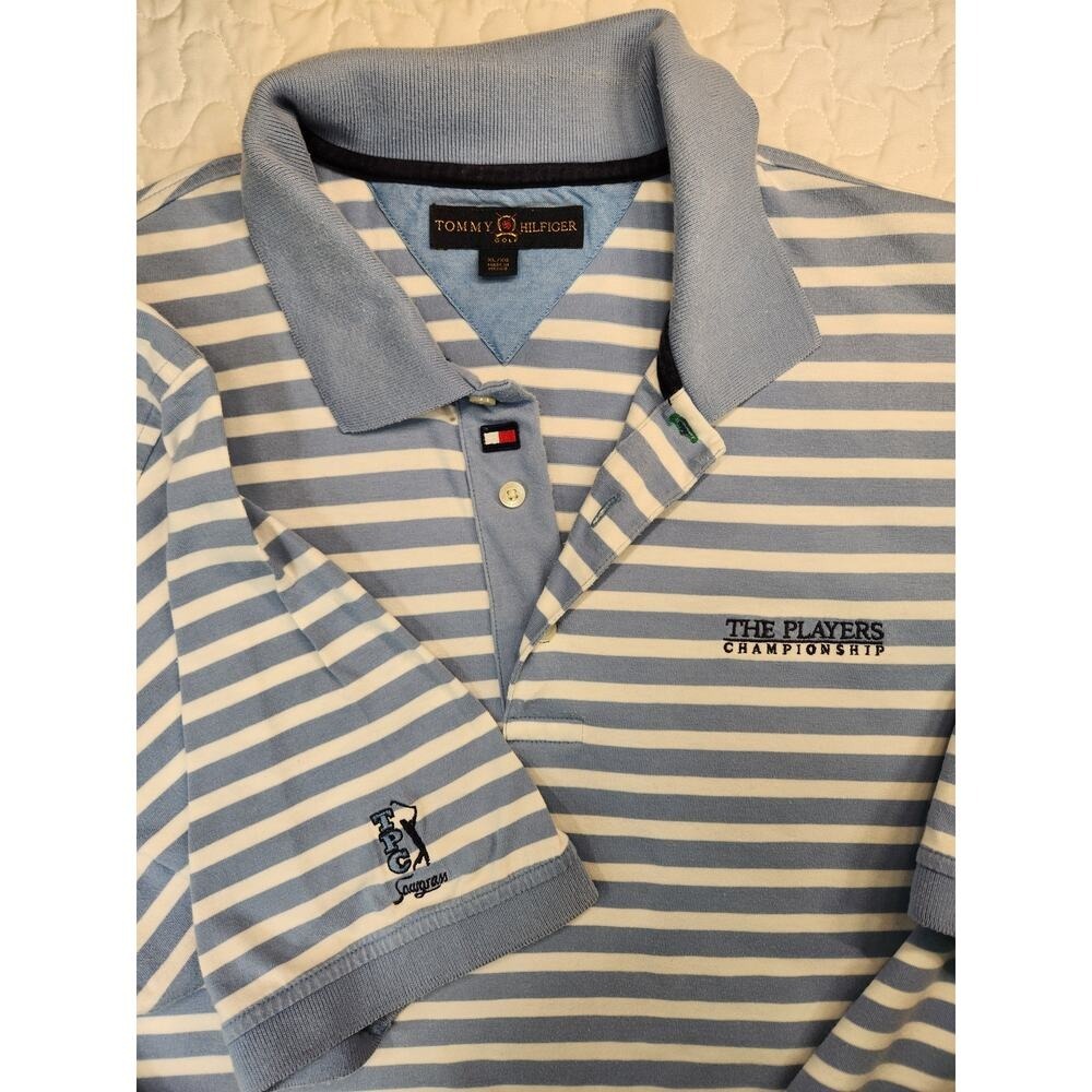 TPC Hilfiger XL Golf Players Championship Stripe Polo Men Blue Shirt Sawgrass XL